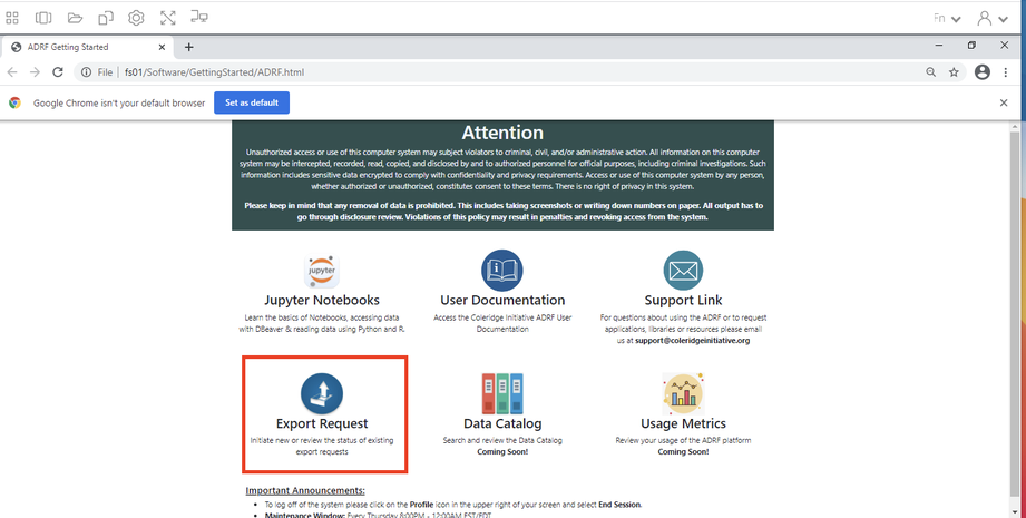 Go to the Export Module