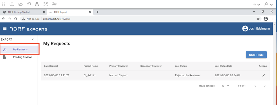Click on My Requests